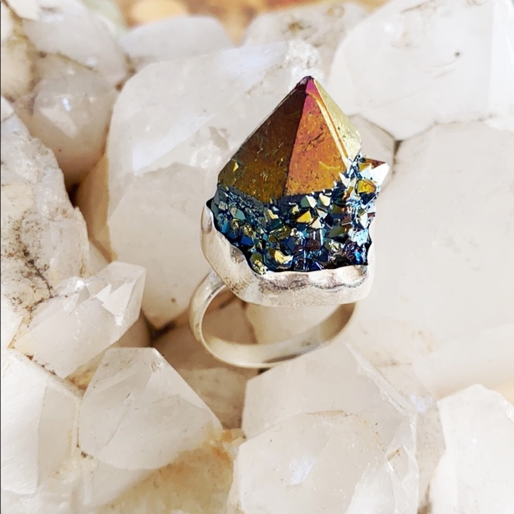 Titanium Quartz Sterling Silver Ring - image 4